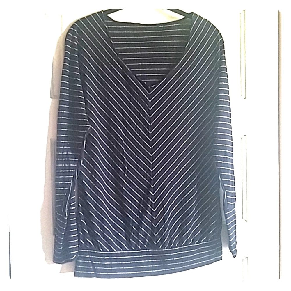 Black and Glitter Striped Top
